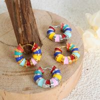 1 Pair Casual Vacation Colorful Enamel Plating Titanium Steel 18k Gold Plated Earrings main image 3