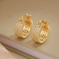 1 Pair Korean Style Geometric Plating Inlay Copper Zircon 18k Gold Plated Hoop Earrings main image 4