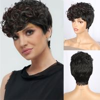 Women's Elegant Party Street Chemical Fiber High Temperature Wire Side Points Short Curly Hair Wigs sku image 2