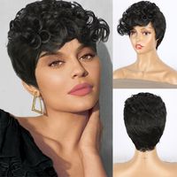 Women's Elegant Party Street Chemical Fiber High Temperature Wire Side Points Short Curly Hair Wigs sku image 3