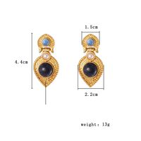 1 Pair Retro Water Droplets Plating Inlay Alloy Natural Stone 18k Gold Plated Drop Earrings main image 5