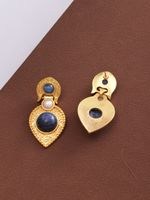 1 Pair Retro Water Droplets Plating Inlay Alloy Natural Stone 18k Gold Plated Drop Earrings main image 4