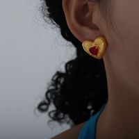 1 Pair Elegant Luxurious Heart Shape Plating Inlay Brass Zircon 18k Gold Plated Ear Studs main image 7