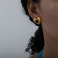 1 Pair Elegant Luxurious Heart Shape Plating Inlay Brass Zircon 18k Gold Plated Ear Studs main image 8