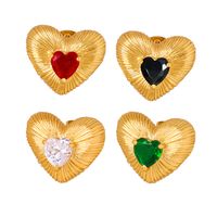 1 Pair Elegant Luxurious Heart Shape Plating Inlay Brass Zircon 18k Gold Plated Ear Studs main image 6