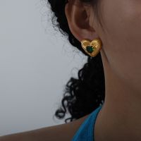 1 Pair Elegant Luxurious Heart Shape Plating Inlay Brass Zircon 18k Gold Plated Ear Studs main image 5