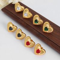 1 Pair Elegant Luxurious Heart Shape Plating Inlay Brass Zircon 18k Gold Plated Ear Studs main image 9