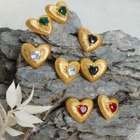 1 Pair Elegant Luxurious Heart Shape Plating Inlay Brass Zircon 18k Gold Plated Ear Studs main image 1