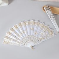 Single Bronzing Large Flower Portable Folding Fan Dance Fan Decorative Fan main image 5