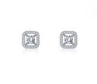 1 Pair Simple Style Square Inlay Sterling Silver Zircon Ear Studs main image 2