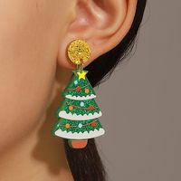 1 Pair Casual Simple Style Cactus Christmas Tree Arylic Drop Earrings main image 5