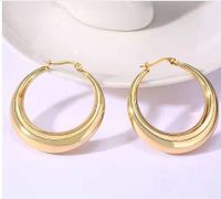1 Pair Simple Style Classic Style Round Solid Color Stainless Steel Earrings main image 3
