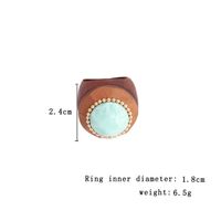 Vintage Style Simple Style Streetwear Round Wood Inlay Turquoise Women's Rings main image 4