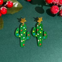 1 Pair Casual Simple Style Cactus Christmas Tree Arylic Drop Earrings sku image 4