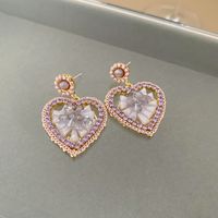 Vintage Style Heart Shape Alloy Plating Artificial Rhinestones Women's Earrings 1 Pair sku image 72