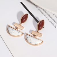 1 Pair Retro Exaggerated Artistic Semicircle Marble Plating Inlay Alloy Turquoise 18k Gold Plated Drop Earrings main image 4