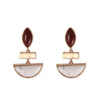1 Pair Retro Exaggerated Artistic Semicircle Marble Plating Inlay Alloy Turquoise 18k Gold Plated Drop Earrings sku image 1