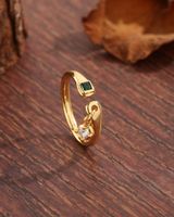 Basic Vintage Style Simple Style Square Copper Plating Inlay Zircon 18k Gold Plated Open Rings main image 1