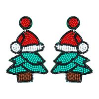 1 Pair Cartoon Style Streetwear Christmas Hat Christmas Tree Plastic Drop Earrings sku image 2