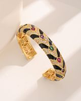 Nordic Style Luxurious French Style Water Droplets Copper Plating Inlay Zircon 18k Gold Plated Bangle main image 1