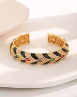 Nordic Style Luxurious French Style Water Droplets Copper Plating Inlay Zircon 18k Gold Plated Bangle main image 3