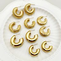1 Pair Nordic Style Commute Spiral Stripe Enamel Plating Stainless Steel Gold Plated Ear Studs main image 1