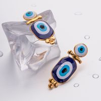 1 Pair Ig Style Devil's Eye Enamel Plating Stainless Steel 18k Gold Plated Drop Earrings main image 3