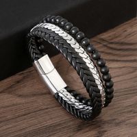 Hip-hop Rock Roman Style Solid Color Stainless Steel Men's Bangle main image 1