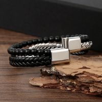 Hip-hop Rock Roman Style Solid Color Stainless Steel Men's Bangle main image 4