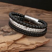Hip-hop Rock Roman Style Solid Color Stainless Steel Men's Bangle main image 3