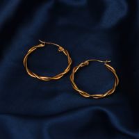 1 Pair Casual Modern Style Classic Style Solid Color Plating Stainless Steel 14k Gold Plated Hoop Earrings main image 2