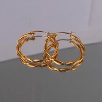 1 Pair Casual Modern Style Classic Style Solid Color Plating Stainless Steel 14k Gold Plated Hoop Earrings main image 5
