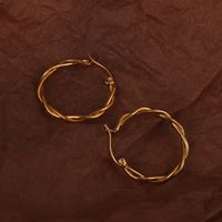 1 Pair Casual Modern Style Classic Style Solid Color Plating Stainless Steel 14k Gold Plated Hoop Earrings main image 4