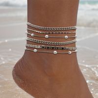 Simple Style Oval Copper Plating Inlay Artificial Pearls 18k Gold Plated Women's Anklet main image 3
