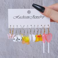 1 Set Sweet Animal Patchwork Plastic Resin Drop Earrings sku image 9