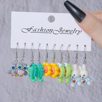 1 Set Sweet Animal Patchwork Plastic Resin Drop Earrings main image 3