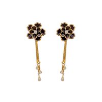 1 Pair Elegant Lady Flower Copper Drop Earrings main image 3