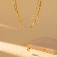 Elegant Streetwear Heart Shape Copper Layered Plating Three Layer Necklace sku image 1