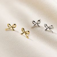 1 Pair Simple Style Bow Knot Plating Copper Ear Studs main image 1