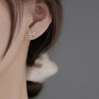 1 Pair Simple Style Bow Knot Plating Copper Ear Studs sku image 1