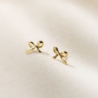 1 Pair Simple Style Bow Knot Plating Copper Ear Studs main image 4