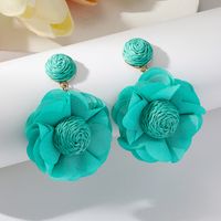 1 Pair Sweet Flower Raffia Drop Earrings sku image 4