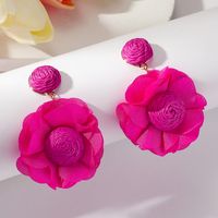 1 Pair Sweet Flower Raffia Drop Earrings sku image 1
