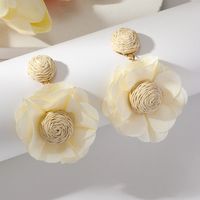 1 Pair Sweet Flower Raffia Drop Earrings sku image 2