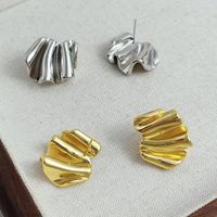 1 Pair Simple Style Solid Color Plating Copper Gold Plated Earrings main image 1