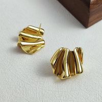1 Pair Simple Style Solid Color Plating Copper Gold Plated Earrings main image 5