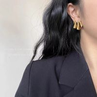 1 Paar Einfacher Stil Einfarbig Überzug Kupfer Vergoldet Ohrringe main image 2