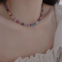 Retro Color Block Natural Stone Freshwater Pearl Glass Necklace main image 4