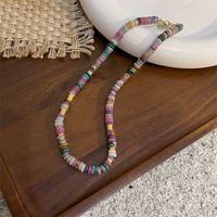 Retro Color Block Natural Stone Freshwater Pearl Glass Necklace sku image 2