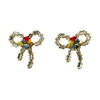 1 Pair Simple Style Bow Knot Inlay Alloy Zircon Ear Studs main image 2